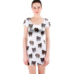 Pug Dog Pattern Short Sleeve Bodycon Dress by Valentinaart