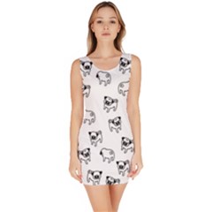 Pug Dog Pattern Sleeveless Bodycon Dress by Valentinaart