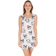 Pug Dog Pattern Sleeveless Bodycon Dress by Valentinaart