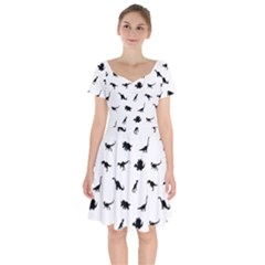 Dinosaurs Pattern Short Sleeve Bardot Dress by Valentinaart