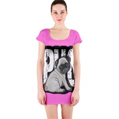 Pug Short Sleeve Bodycon Dress by Valentinaart