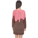 Ice Cream Pink Choholate Plaid Chevron Long Sleeve Chiffon Shift Dress  View2