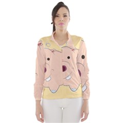 Happy Cartoon Baby Hippo Wind Breaker (women) by Catifornia