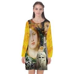  whispers  - Long Sleeve Chiffon Shift Dress  by livingbrushlifestyle