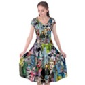 Vintage Horror Collage Pattern Cap Sleeve Wrap Front Dress View1