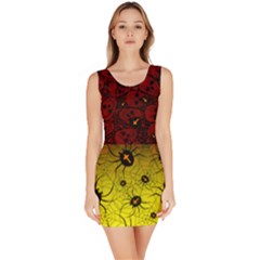 Red & Yellow Cross Spiders Bodycon Dress by PattyVilleDesigns