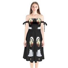 Horror Nuns Shoulder Tie Bardot Midi Dress by Valentinaart