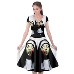 Horror Nuns Cap Sleeve Wrap Front Dress by Valentinaart