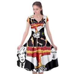 Nuclear Explosion Trump And Kim Jong Cap Sleeve Wrap Front Dress by Valentinaart