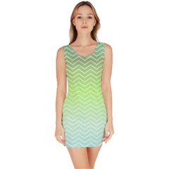 Green Line Zigzag Pattern Chevron Bodycon Dress by Nexatart