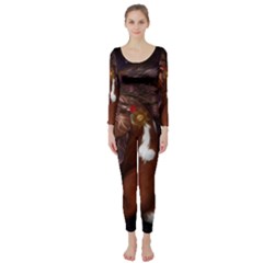 Steampunk Wonderful Wild Horse With Clocks And Gears Long Sleeve Catsuit by FantasyWorld7