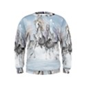 Awesome Running Horses In The Snow Kids  Sweatshirt View1