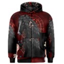 Awesmoe Black Horse With Flowers On Red Background Men s Zipper Hoodie View1