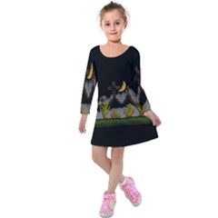 Halloween Zombie Hands Kids  Long Sleeve Velvet Dress by Valentinaart