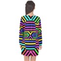 Optical Illusion Line Wave Chevron Rainbow Colorfull Long Sleeve Chiffon Shift Dress  View2