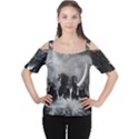 Awesome Wild Black Horses Running In The Night Cutout Shoulder Tee View1