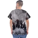 Awesome Wild Black Horses Running In The Night Men s V-Neck Scrub Top View2
