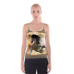 Steampunk, Wonderful Steampunk Horse With Clocks And Gears, Golden Design Spaghetti Strap Top by FantasyWorld7