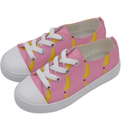 Banana Fruit Yellow Pink Kids  Low Top Canvas Sneakers by Mariart