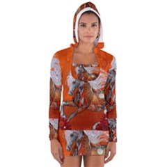 Steampunk, Wonderful Wild Steampunk Horse Long Sleeve Hooded T-shirt by FantasyWorld7