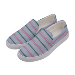 Horizontal Line Green Pink Gray Women s Canvas Slip Ons by Mariart