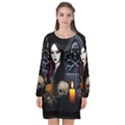 Vampires night  Long Sleeve Chiffon Shift Dress  View1