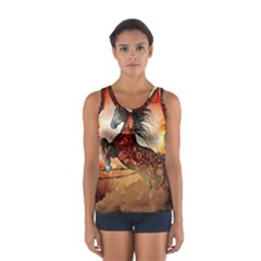 Awesome Creepy Running Horse With Skulls Sport Tank Top  by FantasyWorld7