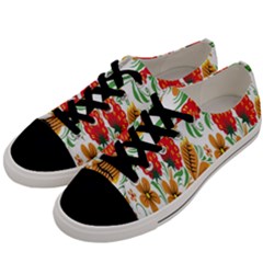 Flower Floral Red Yellow Leaf Green Sexy Summer Men s Low Top Canvas Sneakers by Mariart