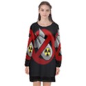 No nuclear weapons Long Sleeve Chiffon Shift Dress  View1