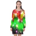 Star Abstract Pattern Background Long Sleeve Chiffon Shift Dress  View1