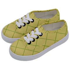 Cross Lines (green And Yellow) Kids  Classic Low Top Sneakers by berwies