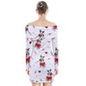 Pug Xmas Pattern Long Sleeve Off Shoulder Dress View2