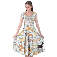 Corgilicious Corgi Doodle Art Cap Sleeve Wrap Front Dress by Celenk