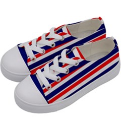 Red White Blue Patriotic Ribbons Kids  Low Top Canvas Sneakers by Celenk