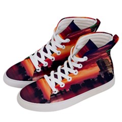 New York City Urban Skyline Harbor Men s Hi-top Skate Sneakers by BangZart