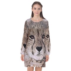 Leopard Art Abstract Vintage Baby Long Sleeve Chiffon Shift Dress  by Celenk