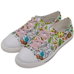 Doodle New Year Party Celebration Women s Low Top Canvas Sneakers by Celenk