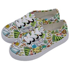 Doodle New Year Party Celebration Kids  Classic Low Top Sneakers by Celenk