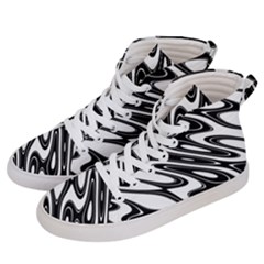 Black And White Wave Abstract Men s Hi-top Skate Sneakers by Celenk