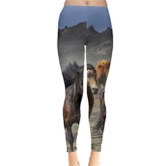 Horses Stampede Nature Running Leggings  by Celenk