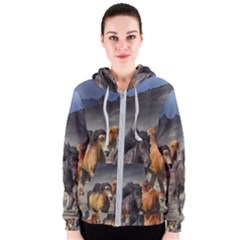 Horses Stampede Nature Running Women s Zipper Hoodie by Celenk