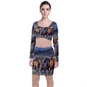Horses Stampede Nature Running Long Sleeve Crop Top & Bodycon Skirt Set View1