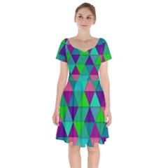 Background Geometric Triangle Short Sleeve Bardot Dress by Nexatart