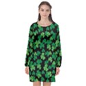 St. Patricks day clover pattern Long Sleeve Chiffon Shift Dress  View1