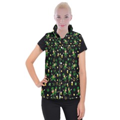 St Patricks Day Pattern Women s Button Up Puffer Vest by Valentinaart