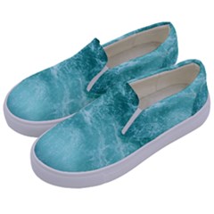 Green Ocean Splash Kids  Canvas Slip Ons by snowwhitegirl