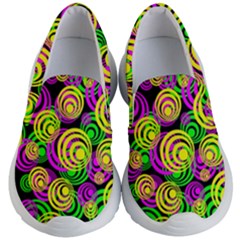 Bright Yellow Pink And Green Neon Circles Kid s Lightweight Slip Ons by PodArtist
