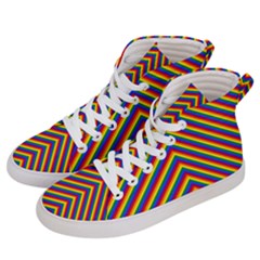 Gay Pride Flag Rainbow Chevron Stripe Women s Hi-top Skate Sneakers by PodArtist