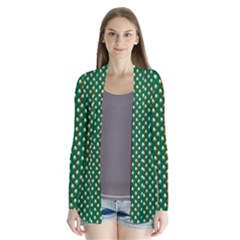 Irish Flag Green White Orange On Green St  Patrick s Day Ireland Drape Collar Cardigan by PodArtist