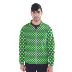 White Heart-shaped Clover On Green St  Patrick s Day Wind Breaker (men) by PodArtist